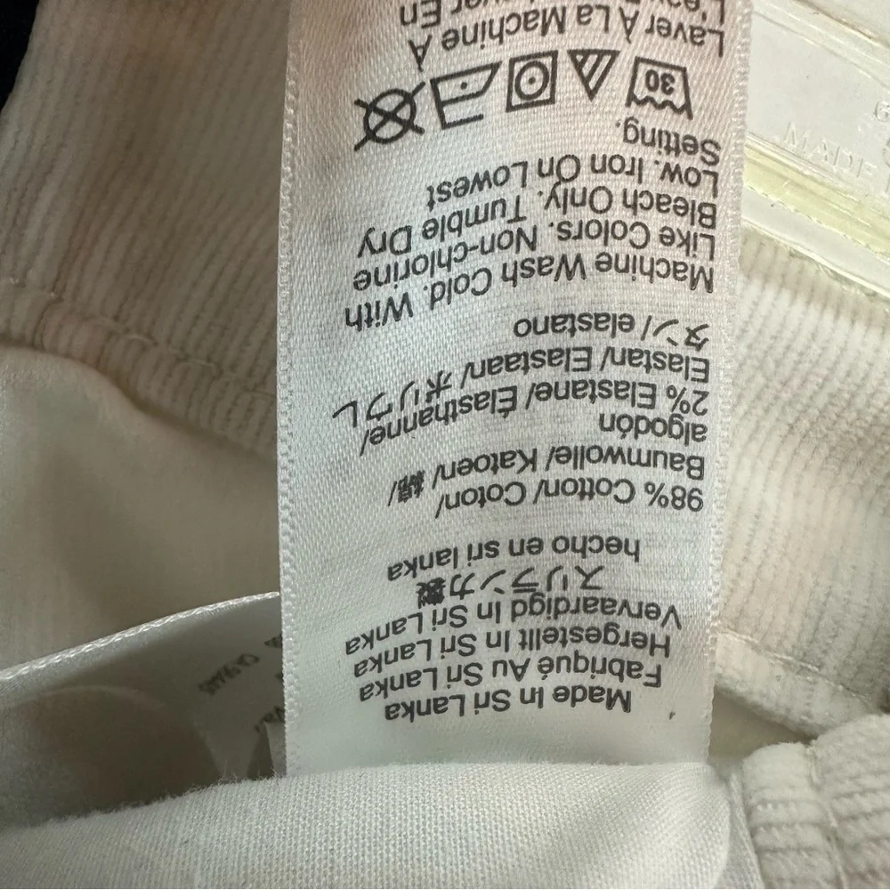 J.Crew Corduroy Straight Pants‎ Womens 31 White